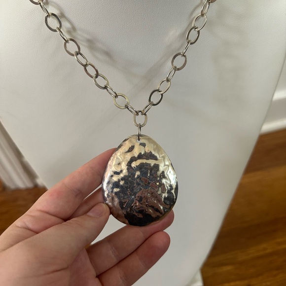 Silpada Retired Sterling Silver Hammered Teardrop Necklace - Picture 2 of 5